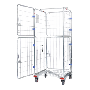 Chariot de stockage en fil métallique pliable à 4 côtés avec 1 étagère et loquet TR-83731725-B, capacité de 500 kg - Product Image 3
