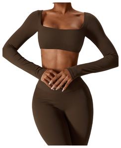 2024 manga larga mejor calidad lujo Yoga traje desgaste entrenamiento Scrunched Butt Leggings conjuntos - Product Image 4