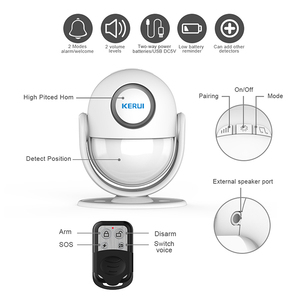Không dây phát hiện chuyển động báo động 3AAA Pin Loud còi báo động <span class=keywords><strong>SOS</strong></span> hoảng loạn nút home an ninh chống Theft Detector - Product Image 2