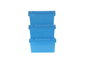 Scatole di Stoccaggio Pieghevoli in PP, Contenitori Durevoli e Riciclabili in Polipropilene, Impilabili e Annidabili, Nere/Gialle con Coperchio a Scatto - Product Image 4