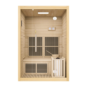 Luxus Glastür Sauna Dampfbad Kombination Panorama Infrarot Haus 1-2 Personen Innen kombination Sauna raum - Product Image 3