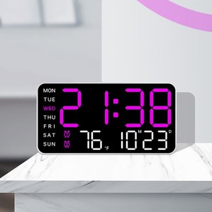 <span class=keywords><strong>Horloge</strong></span> <span class=keywords><strong>murale</strong></span> de bureau numérique LED colorée 12/24 heures DST réveil électronique <span class=keywords><strong>avec</strong></span> affichage du calendrier de la <span class=keywords><strong>date</strong></span> de la température - Product Image 3