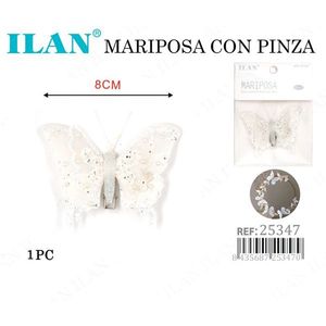 Farfalla Ilan con clip bianca da 8 cm per accessorio per capelli da sposa - Product Image 3