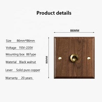 Panneau Rétro en Laiton pour Interrupteur à Levier et Prise Murale Électrique Universelle Double USB, Standard Britannique, en Noyer Noir pour la Maison