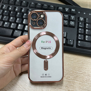 Funda de Teléfono con Anillo Magnético Electrochapado Transparente y Logotipo Personalizable para iPhone 17 16 15 14 con Cubierta Protectora de Lente - Product Image 5