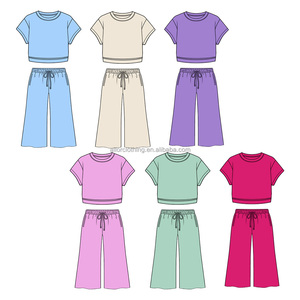 ชุดเสื้อสเวตเชิ้ตแขนสั้นผ้าฝ้ายสำหรับเด็กเล็ก ขายส่ง สีตามสั่ง ขนาดตามสั่ง รับผลิตแบรนด์ส่วนตัว OEM ODM - Product Image 3