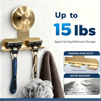 Luxe gouden roestvrijstalen zuignap scheermeshouder, geen boor nodig, douche wandhaak voor handdoek, loofah, badkamer organizer
