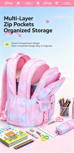 Cute Student <b>Backpack</b> <b>Waterproof</b> School Bag Large Capacity Anti Theft Softback Bookbag for Girls and Boys - Product Image 6