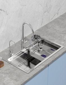 Lavello da <span class=keywords><strong>cucina</strong></span> in raso spazzolato grande capacità, realizzato in acciaio inossidabile 304, con Anti intasamento, incluso rubinetto estraibile - Product Image 6