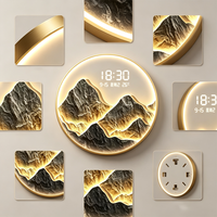 Horloge murale LED en acrylique Fengshui Mountain - Grande horloge numérique circulaire illuminée pour un style chinois moderne