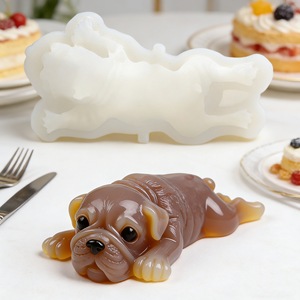 Shar Pei Silicone Cake Mold Lying Dog Shape For Jelly Pudding Dessert Baking Molding Tool Transparent White - Product Image 2