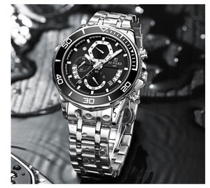 รางวัลการเลือกเหลี่ยม 3D กลวงจอแสดงผลคู่หมุนปฏิทินหรูหรานาฬิกาควอทซ์ผู้ชายที่ไม่ซ้ํากันโดดเด่น - Product Image 6