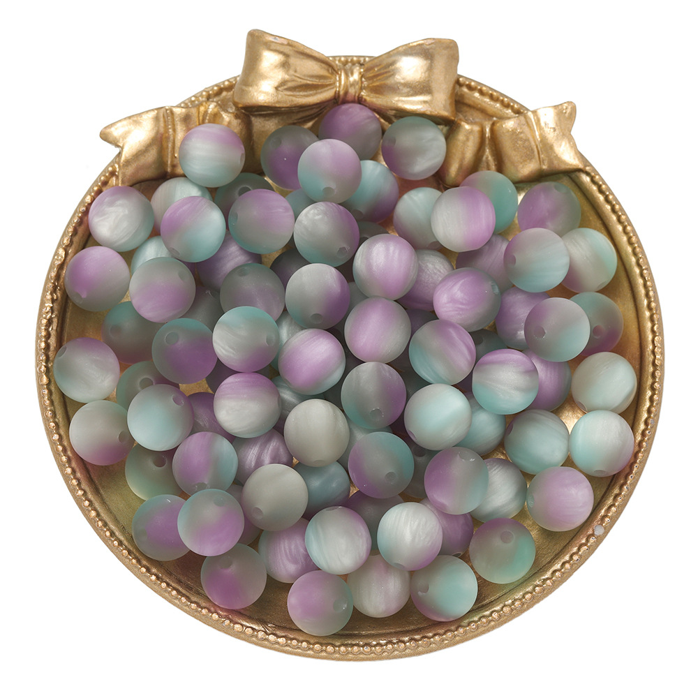 iridescent matte beads - green, gray, purple