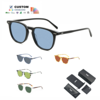 Lunettes de soleil polarisées UV400 unisexes en acétate, monture ronde rétro tendance, pour femmes et hommes, avec logo personnalisé, vente en gros