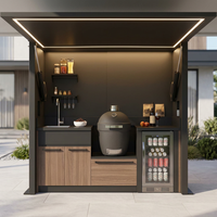 Meuble de cuisine extérieur moderne sur mesure de 2,5 m en acier inoxydable 304, avec évier et rangement modulaires pour barbecue