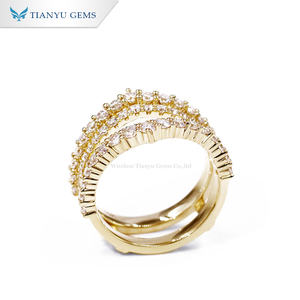 Tianyu permata 2ctw potongan bulat D tidak berwarna berlian moissanite cincin bungkus <span class=keywords><strong>enhancer</strong></span> asli 18k 14k10k cincin berlian lab wanita emas kuning - Product Image 3