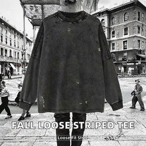 Custom Washed <b>Oversized</b> Men's <b>Sweatshirt</b> Long Sleeve Pullover O-Neck <b>Vintage</b> Streetwear - Product Image 2