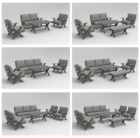 Ensemble de canapés d'extérieur modernes en aluminium - Canapé sectionnel 3 places avec table basse, résistant aux intempéries et durable pour jardin, terrasse et usage en station balnéaire