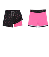 Short de plage à compression personnalisé 2 en 1 pour homme, extensible dans les 4 sens, imprimé à rayures, décorations de poches boutonnées, vêtements de plage pour bikinis
