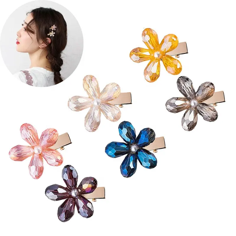 Parels Alligator Haarspelden Kleine Mini Bloem Daisy Haar Haarspeldjes Pony Haaraccessoires Voor Vrouwen En Meisjes Kristal Haar Clips