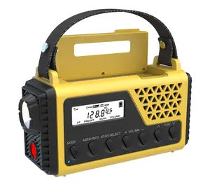 Radio à manivelle d'urgence AM FM SW. ALERTE MÉTÉO Portable 10000 mAh Radio d'alimentation rechargeable à piles, radio solaire