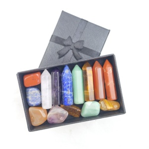 Ce/ROHS chứng nhận tinh thần chữa bệnh pha lê Rose Quartz đa chất liệu bảy luân xa điểm chip Set cho lưu niệm - Product Image 4