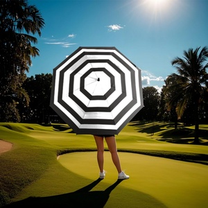 Paraguas de Golf Resistente con Apertura Automática, Logotipo Personalizado, Diseño Recto con Franjas, Doble Capa, Impermeable y Resistente al Viento, con Ventilación, Color Negro - Product Image 1
