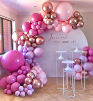 Ballons Rose Vif Princesse, Ballons Rose Pâle, Ballons Or Rose, Arche de Ballons Macaron pour Anniversaire, Fiançailles, Remise de Diplôme