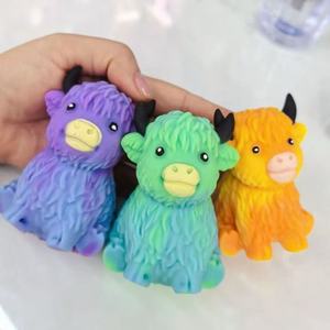 Cute Highland Cow TPR Maltose Pinching Slow <b>Rebound</b> Squishy Toy Stress Relief Decompression Squeeze Ball Fidget Sensory Toys - Product Image 1