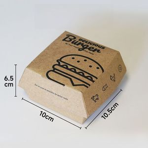 Wadah <span class=keywords><strong>Burger</strong></span> cangkang kerang kaku makanan kertas putih Kraft sekali pakai portabel untuk kemasan makanan bungkus Glossy Matt laminasi - Product Image 4