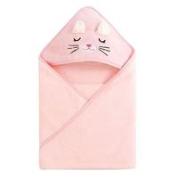 Couverture d'emmaillotage pour bébé à motif de dessin animé, en tissu corail absorbant, brodée, avec capuche, douce, carrée, serviette de bain pour bébé