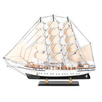 Haute qualité 80cm nautique méditerranéen maison bureau décor bois Sculpture artisanat en bois voilier voile bateau bateau modèle Kits