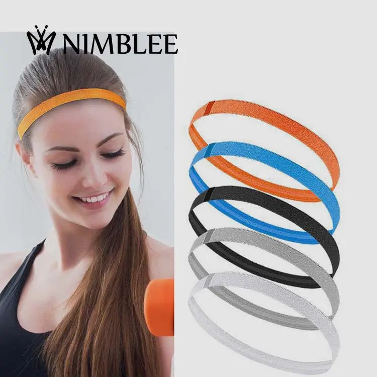 custom Non Slip Basketball Run Silicone Yoga Gym Thin Elastic head bands for women Men Sweatband sport headband