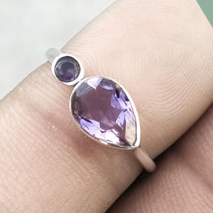 Anillos de plata fina hechos a medida, piedras preciosas de amatista natural de Ley 925 para bodas y fiestas, joyería para niñas, venta al por mayor - Product Image 1