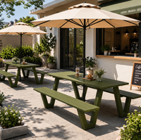Ensemble table et banc de pique-nique en plastique résistant aux intempéries, robuste, pour extérieur, parc, table à manger intégrée