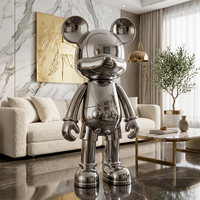 Sculpture de chien ballon en acier inoxydable, finition miroir chromé, style pop art moderne, figurine décorative de bureau