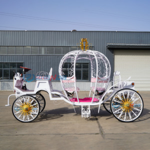 Chariot de Mariage Style Citrouille Blanc à 4 Roues pour Centre de Table – Prix de Gros - Product Image 6