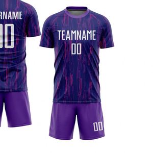 Ensemble de maillot de football à motif de lignes verticales, manches courtes, respirant, séchage rapide, uniforme d'entraînement, chemise et short pour hommes - Product Image 2