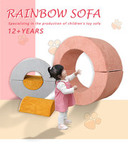 Modernes 3-teiliges Regenbogen-Design Modulares Schaumkissen-Set Weiches Indoor-/Outdoor-Spiels ofa Kinderzimmer Wohnzimmer Hotel Schule Verwendung