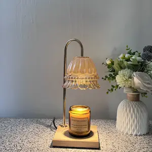 2023 Groothandel Luxe Aromatherapie Wax Smelten Tafel Kaars Warmer Lamp Met Glazen Kap