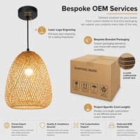 Luminaire suspendu en bambou tissé à la main, forme de cloche naturelle, lustre avec douille E27 pour salle à manger, îlot de cuisine, décoration intérieure