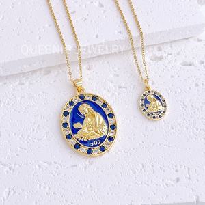 Collier Pendentif Personnalisé en Or Plaqué Or 18K avec Croix de Jésus <span class=keywords><strong>CHRISTOPHER</strong></span> et Pièce de Monnaie pour Hommes et Femmes - Product Image 4