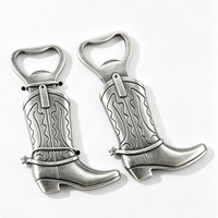 Abridor de Botellas con Forma de Bota de Vaquero Moderna Plateada, Figura de Aleación de Zinc Fundida a Presión, Decoración para el Hogar, Tema Antiguo