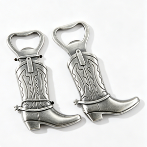 Abridor de Botellas con Forma de Bota de Vaquero Plateada, Figura de Aleación de Zinc Fundida a Presión, Decoración para el Hogar, Temática Antigua - Product Image 6