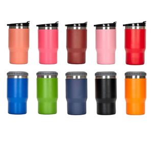 Bouteille isotherme cylindrique en acier inoxydable de 14 oz pour bière, double paroi sous vide, double couvercle, style américain, portable, pour une rétention du froid optimale - Product Image 2