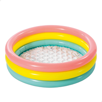 Piscine gonflable pour bébé à 3 anneaux, piscine ronde pour enfants avec fond rembourré pour l'intérieur et l'extérieur, piscine à balles