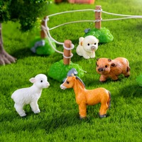 Miniature en résine d'animaux de ferme (agneau, poney, yack, lapin) pour terrarium de mousse, table de sable rurale et décoration de micro-paysage