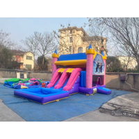 Château gonflable et toboggan aquatique combinés avec piscine à balles, thème Bluey, 6x4m, en PVC, très demandé