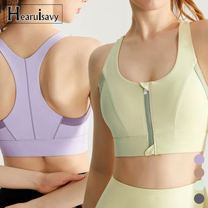 Soutien-gorge <span class=keywords><strong>de</strong></span> sport Push up rembourré à dos nageur avec logo personnalisé et fermeture à glissière avant pour <span class=keywords><strong>femme</strong></span>, soutien-gorge d'entraînement sportif grande taille pour yoga à impact élevé - Product Image 2