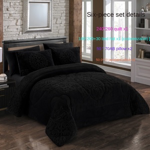 طقم صوف الجاكار القطني مكون من ست قطع لحاف متعدد الأغراض دافئ للشتاء-وسادة بلون ثابت للاستخدام المنزلي والتجارة الخارجية - Product Image 6